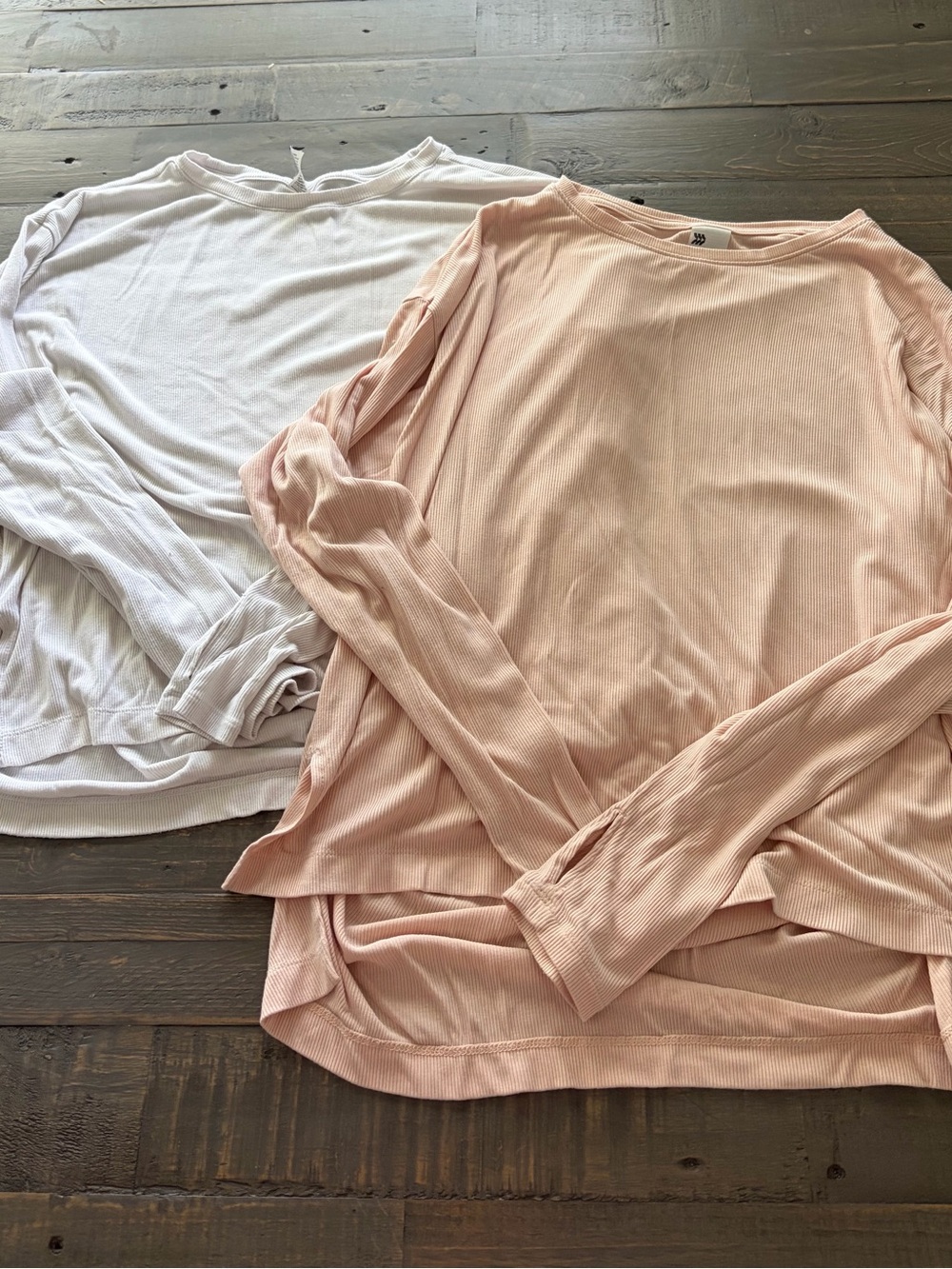 All in Motion Ribbed Long Sleeve Tops Lot Pink White Thumbholes S/M